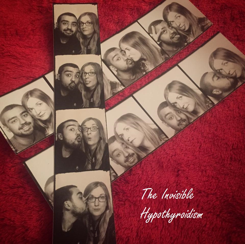 3 old fashioned photo strips of Rachel and her Partner Adam pulling silly faces