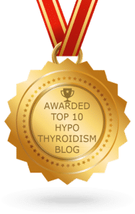 A badge showing an award for 3rd in Top Hypothyroidism Blogs
