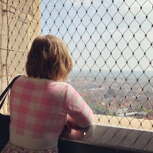 Rachel at The Top of a Tower She Climbed in Bruges