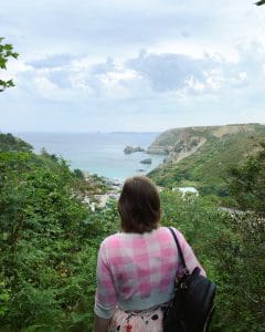 Rachel Looking Down a Cliff